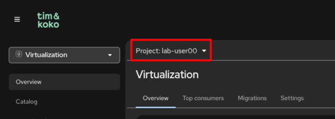 Project dropdown