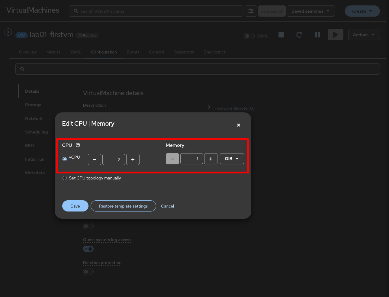 OpenShift VM Configuration