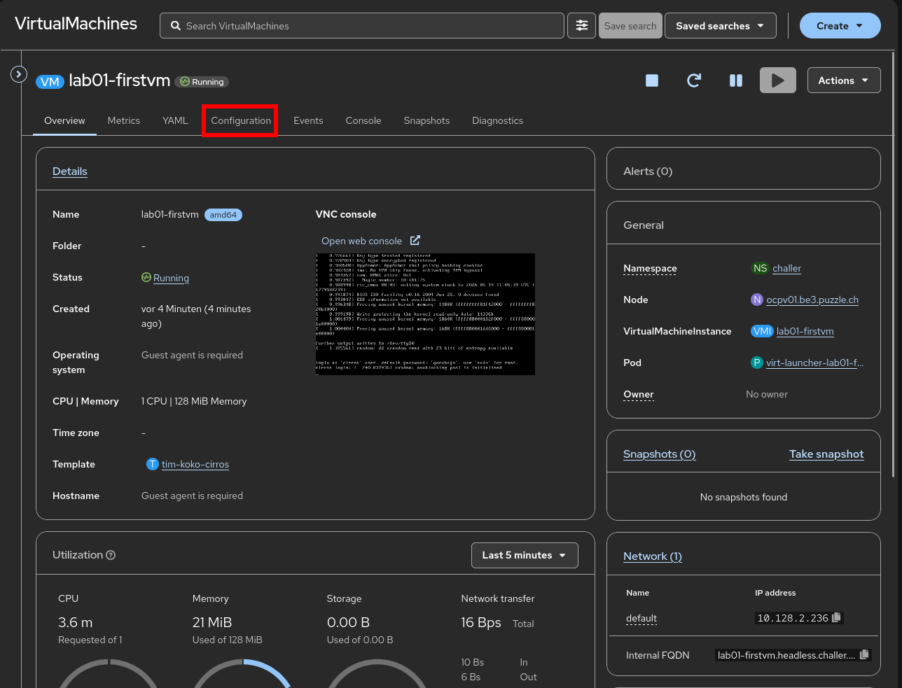 OpenShift VM Configuration